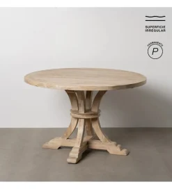 Zona-Design Stół WORNMIN 120 cm drewno mango przecierana biel