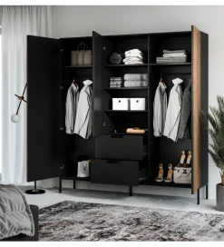 ELTAP Szafa MEORATI 200 cm czarny mat/dąb artisan