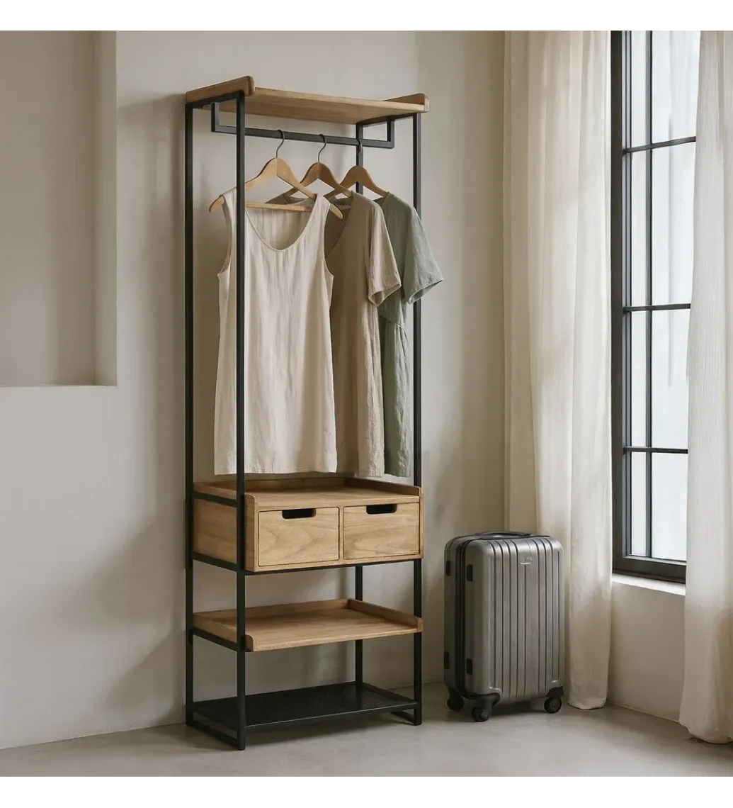 Zona-Design Szafa otwarta INDUSTRIAL 60 cm naturalna czarna