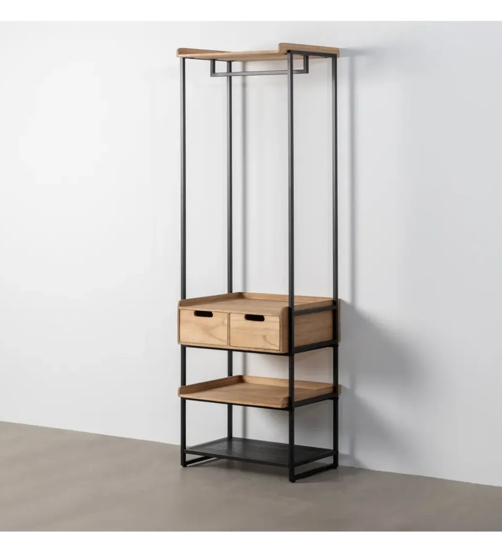 Zona-Design Szafa otwarta INDUSTRIAL 60 cm naturalna czarna