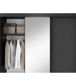 ELTAP Szafa przesuwna PRESCCO III z lustrem 180 cm czarny