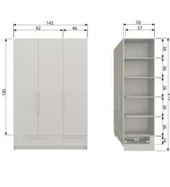 WOOOD Szafa PURE 215 x 142 cm drewno sosny dust