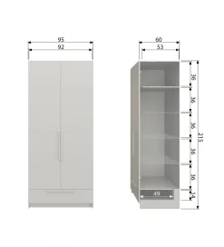 WOOOD Szafa PURE 215 x 95 cm drewno sosny dust