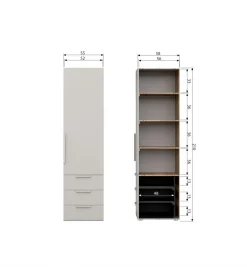 WOOOD Szafa RENS 55 cm dekor orzechowy szara