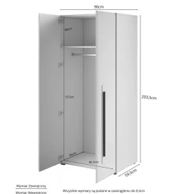 Helvetia Szafa TULSA 90 cm w optyce dąb Grandson