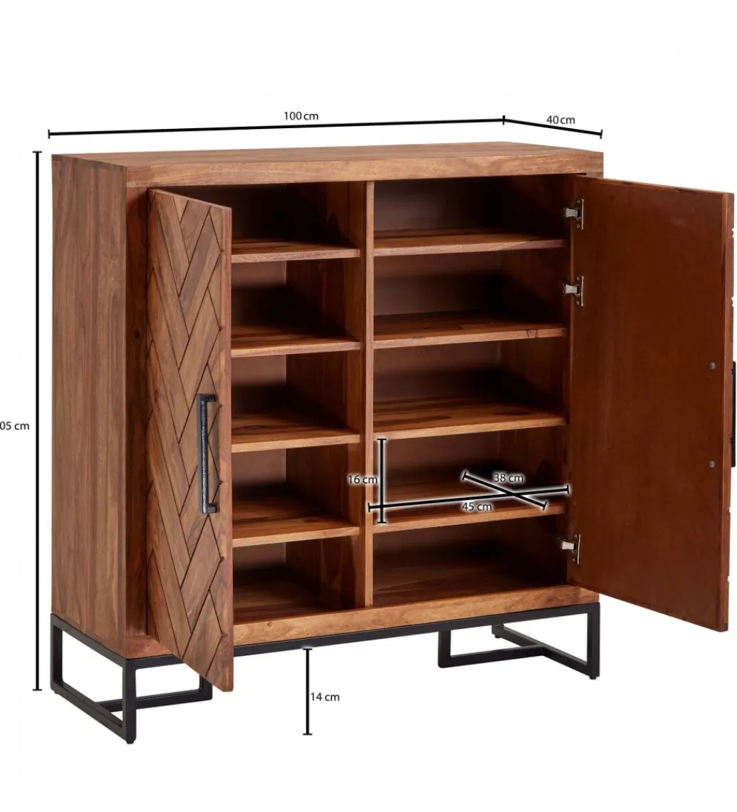 WOHNLING, GERMANY Szafka na buty HERNARES 100 cm drewno sheesham