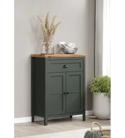 MCA Linia Włoska Szafka na buty STANTON 102 cm w optyce dębu Evoke Ciemnozielony