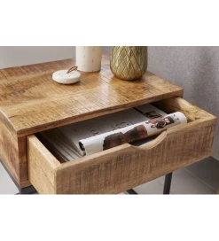 Invicta Interior - przedsprzedaż Szafka nocna Iron Craft drewno mango