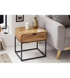 Invicta Interior - przedsprzedaż Szafka nocna Iron Craft drewno mango
