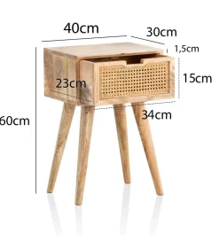 WOHNLING, GERMANY Szafka nocna LIBERTE II 40 cm drewno mango