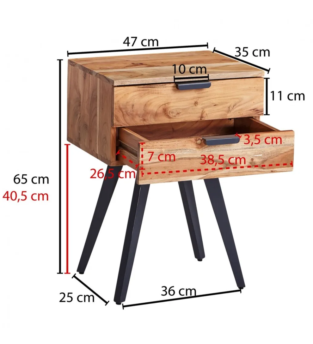 WOHNLING, GERMANY Szafka nocna PRIETO 47 cm drewno akacja