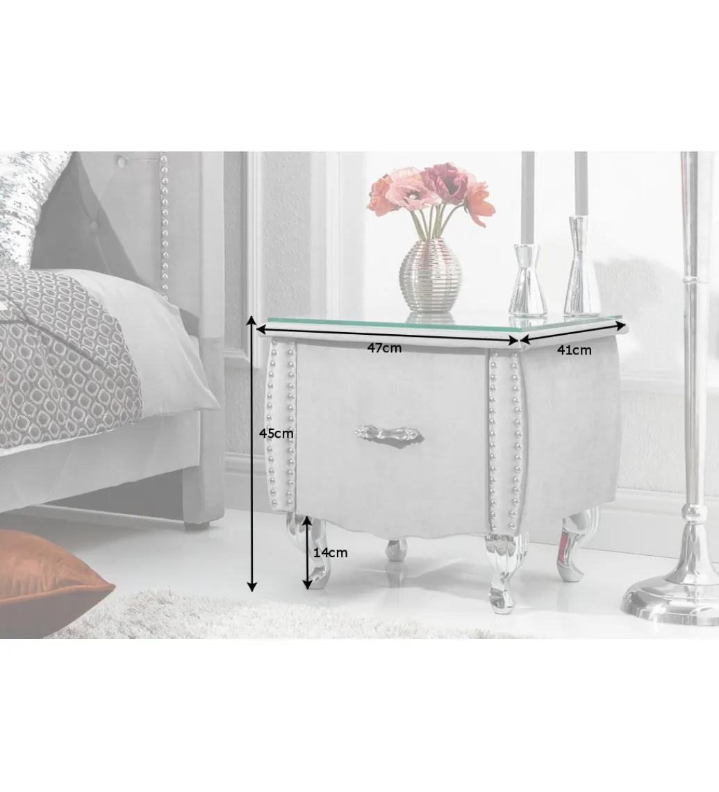 Invicta Interior Szafka nocna RAISA extravagancia 45 Cm szarosrebrna