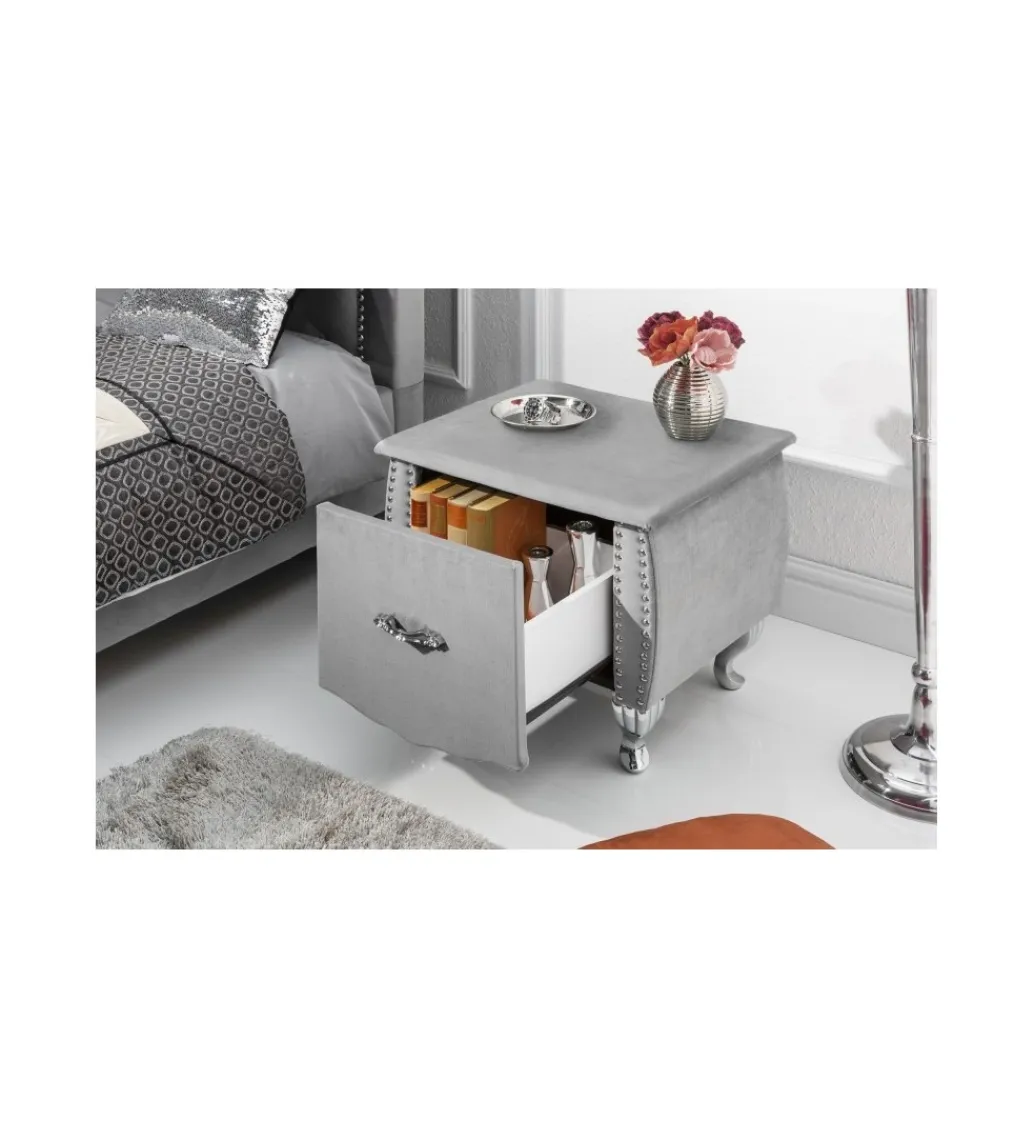 Invicta Interior Szafka nocna RAISA extravagancia 45 Cm szarosrebrna