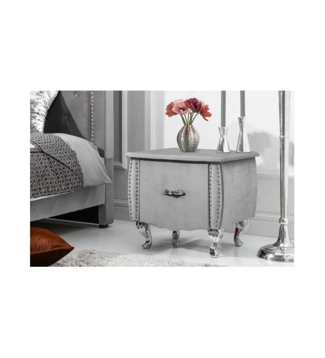Invicta Interior Szafka nocna RAISA extravagancia 45 Cm szarosrebrna