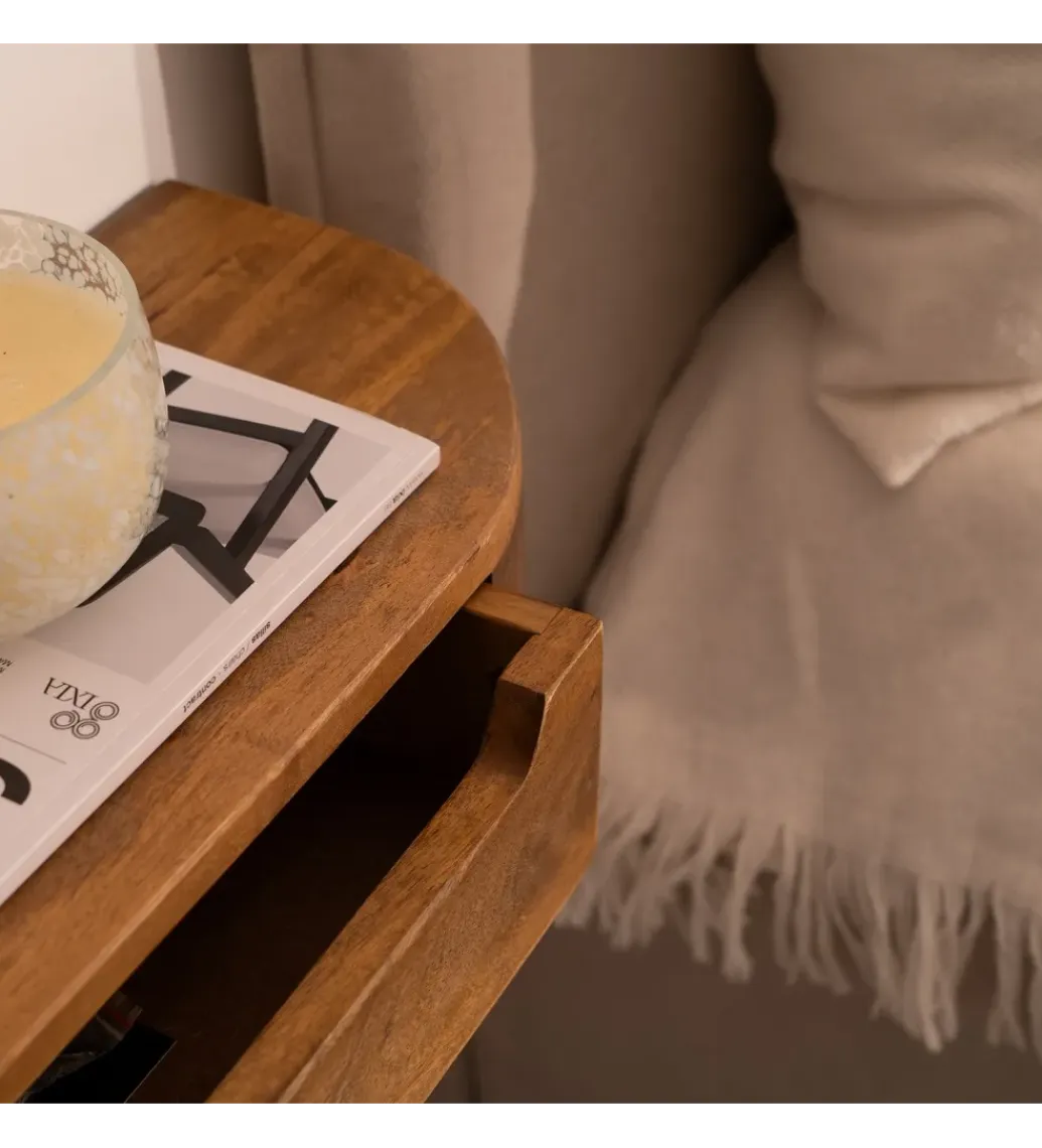Zona-Design Szafka nocna RUKNO 50 cm drewno mango brązowa