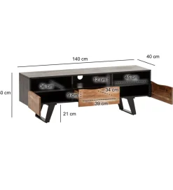 WOHNLING, GERMANY Szafka RTV WOHNLING 140 cm drewno akacja