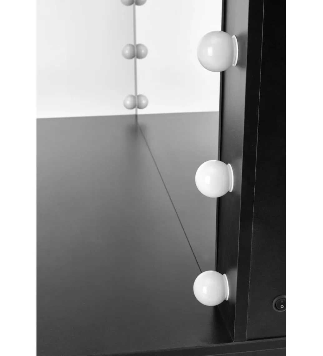 Halmar Toaletka HOLLYWOOD XL 120 cm czarna z oświetleniem LED