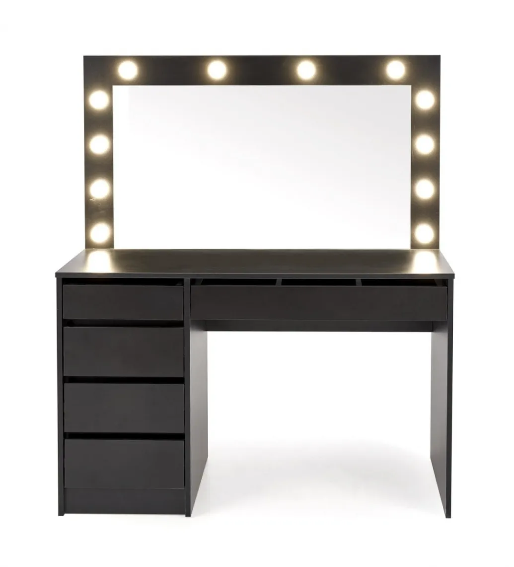 Halmar Toaletka HOLLYWOOD XL 120 cm czarna z oświetleniem LED