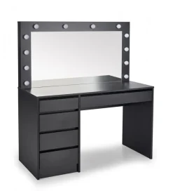 Halmar Toaletka HOLLYWOOD XL 120 cm czarna z oświetleniem LED
