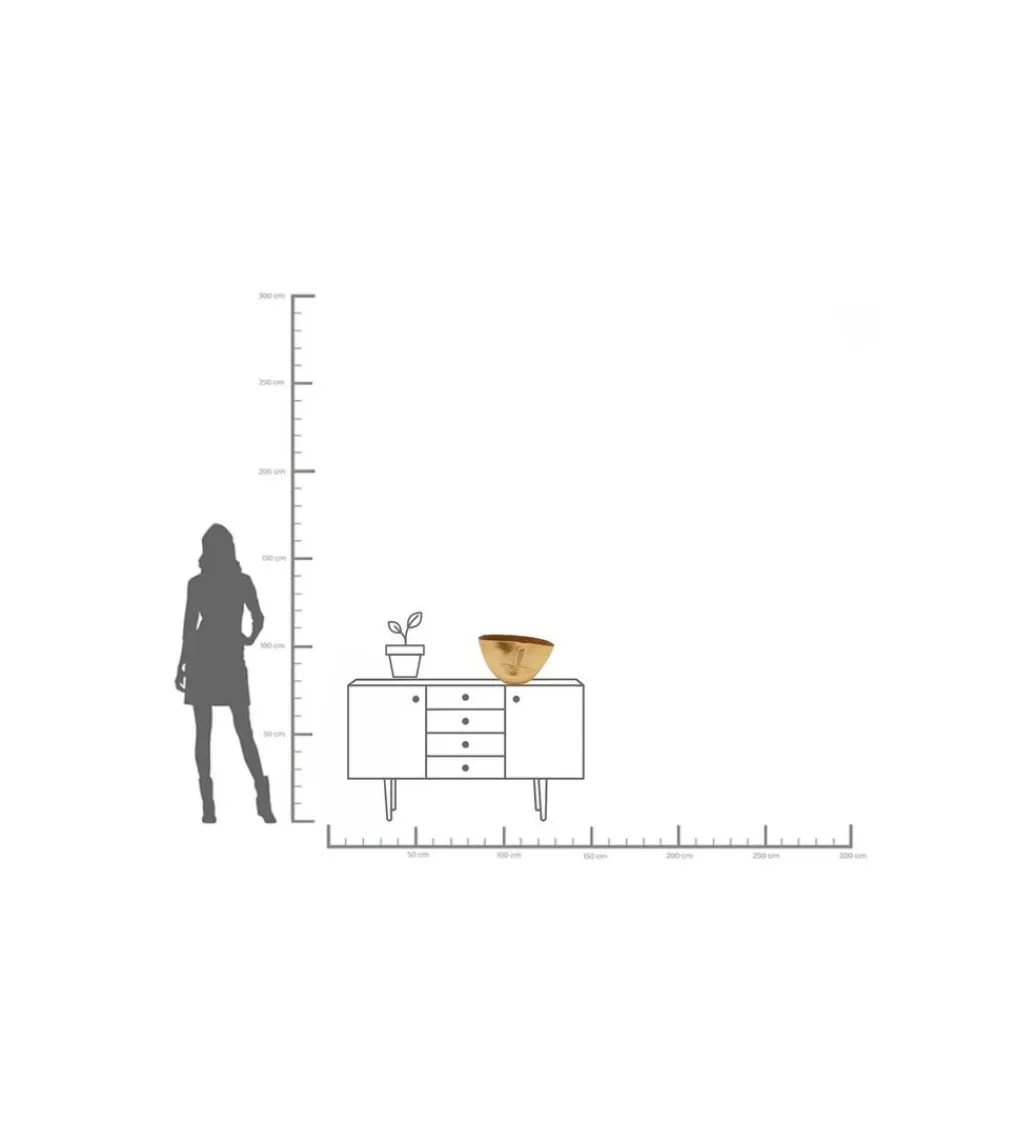 KDesign Wazon HALF FACE 46 cm złoty