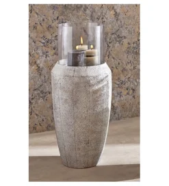 Imeri Świecznik FAROL 77 cm biały efekt naturalnego kamienia