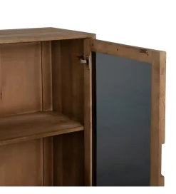 Zona-Design Witryna BURNIE 107 cm ze szklanymi drzwiami z drewno mango