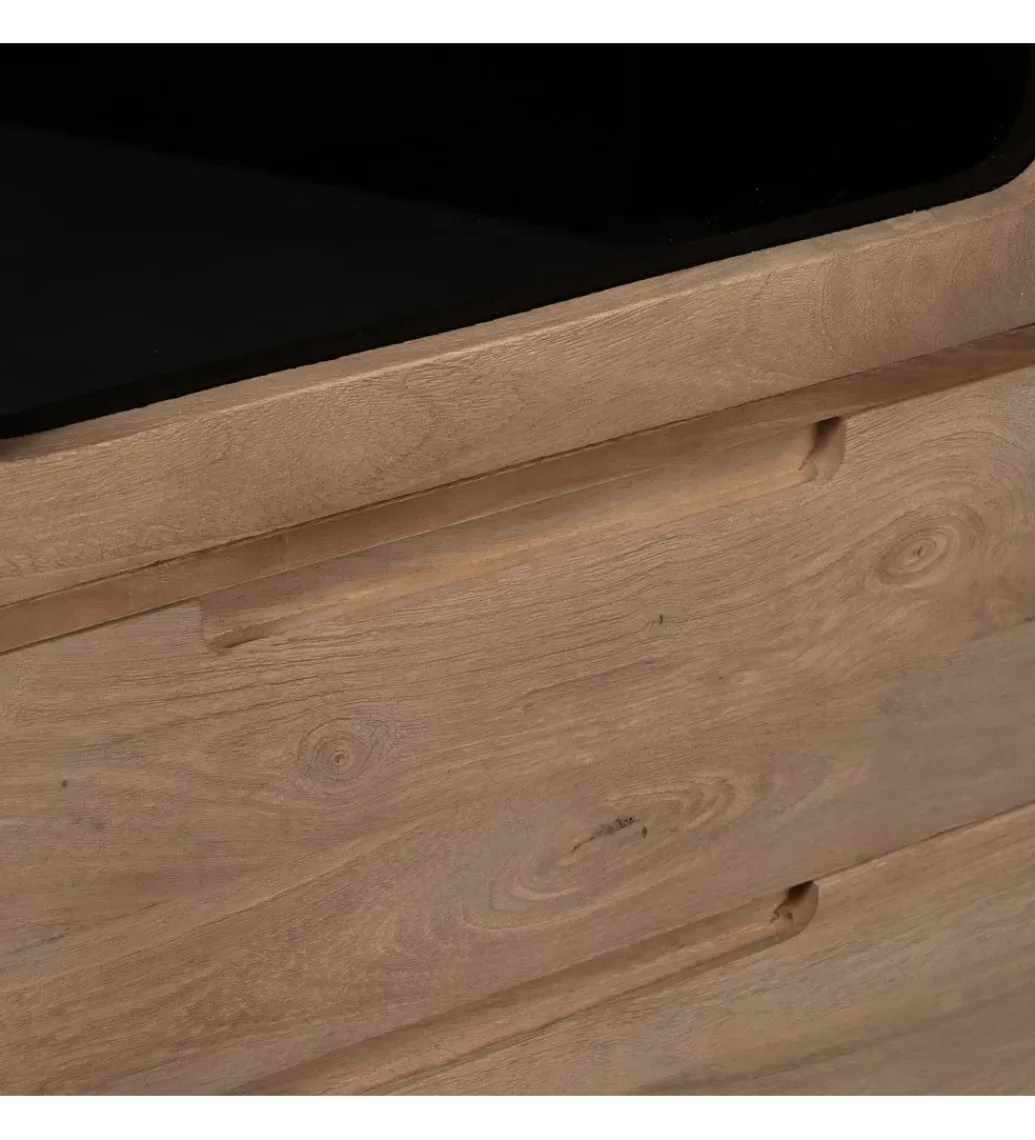 Zona-Design Witryna BURNIE 107 cm ze szklanymi drzwiami z drewno mango