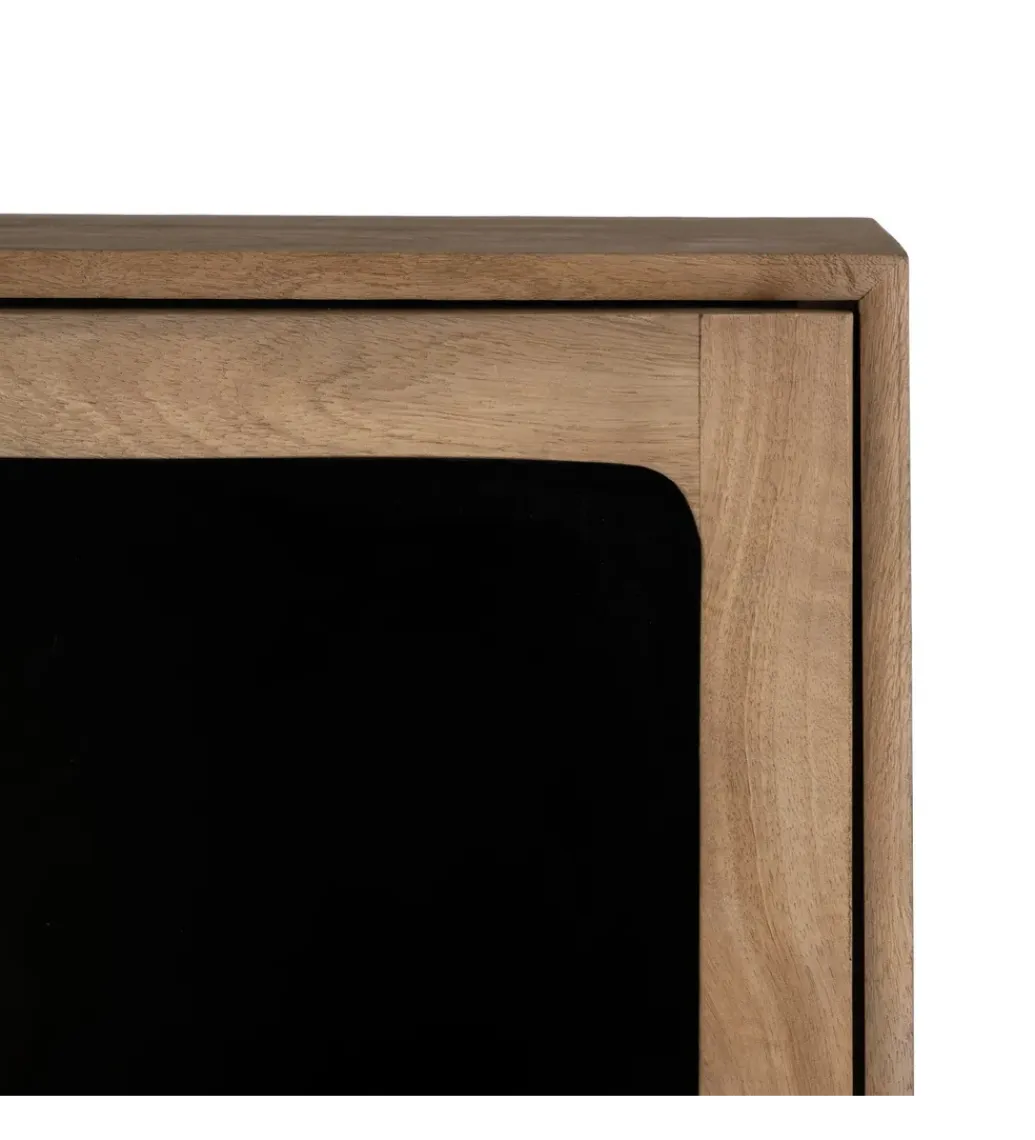 Zona-Design Witryna BURNIE 107 cm ze szklanymi drzwiami z drewno mango