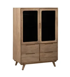 Zona-Design Witryna BURNIE 107 cm ze szklanymi drzwiami z drewno mango
