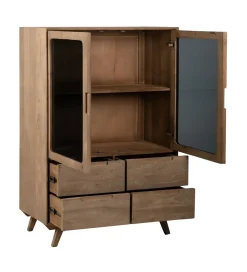Zona-Design Witryna BURNIE 107 cm ze szklanymi drzwiami z drewno mango