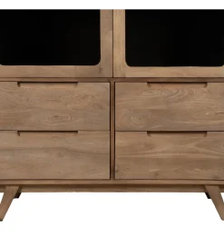 Zona-Design Witryna BURNIE 107 cm ze szklanymi drzwiami z drewno mango