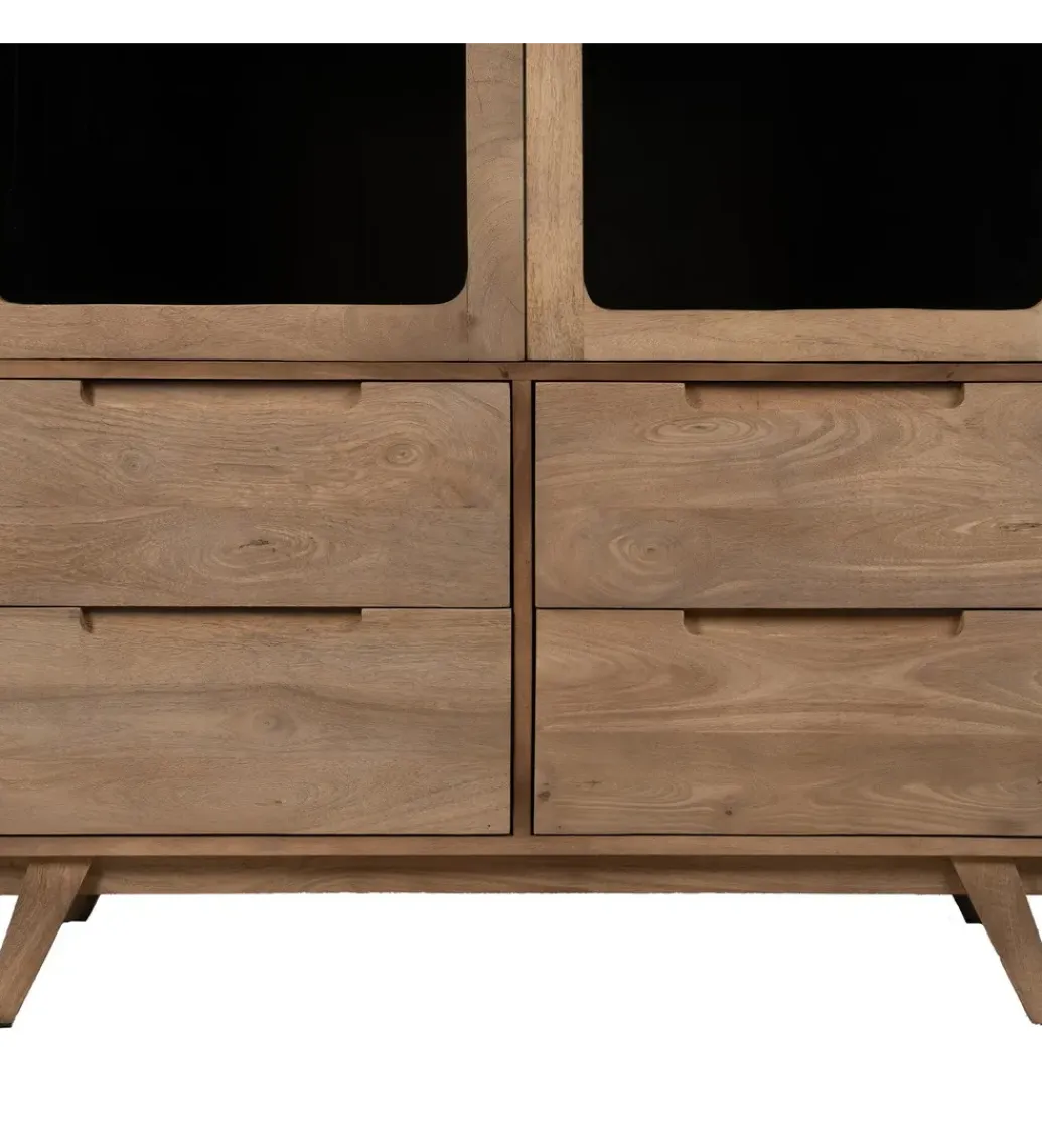 Zona-Design Witryna BURNIE 107 cm ze szklanymi drzwiami z drewno mango