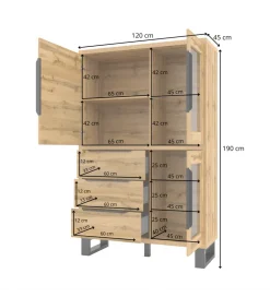 Helvetia Witryna Halle 120 cm w optyce dąb wotan