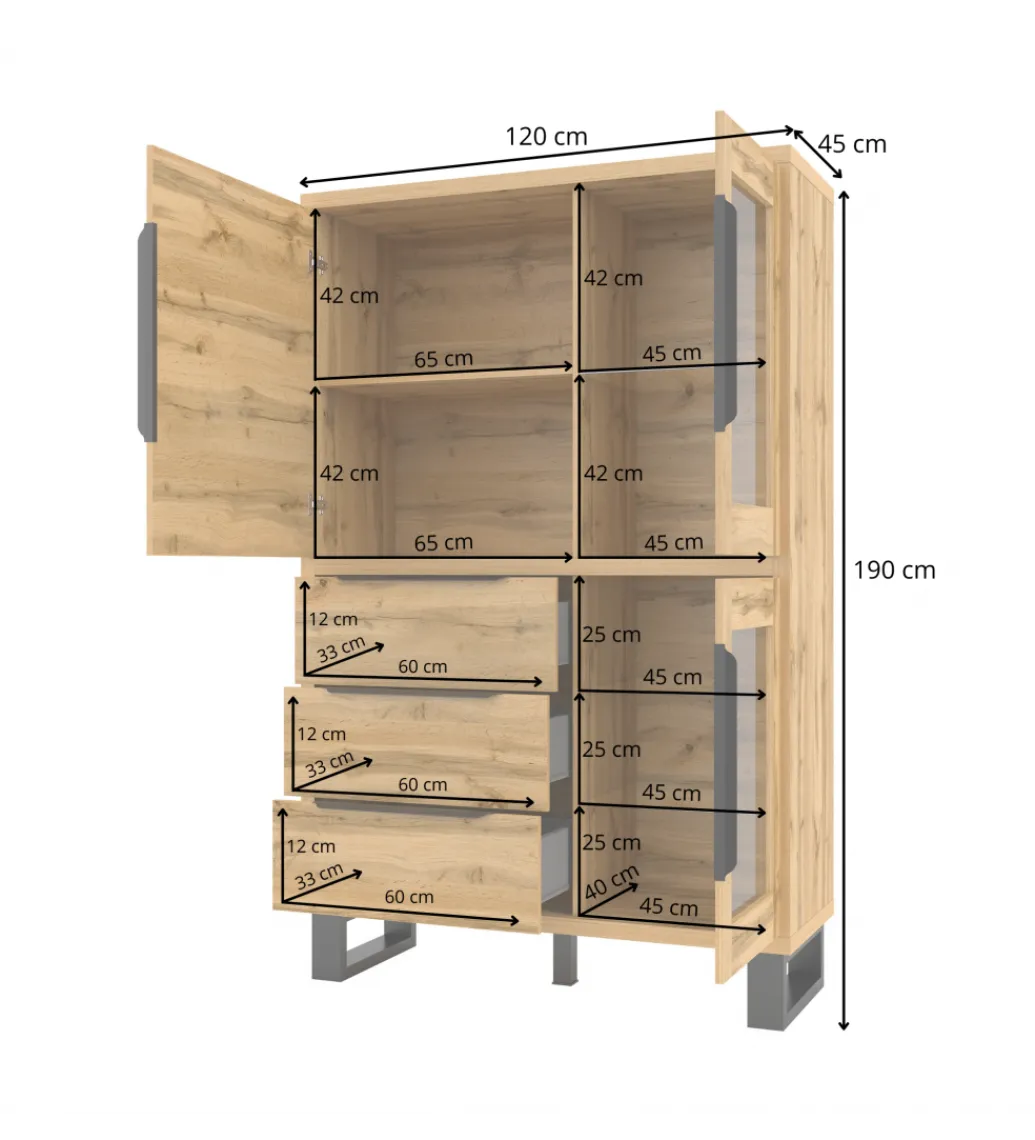 Helvetia Witryna Halle 120 cm w optyce dąb wotan