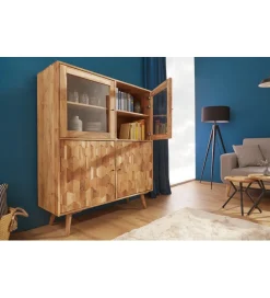 Invicta Interior - przedsprzedaż Witryna Komodo Mystic Living 140 cm drewno akacja