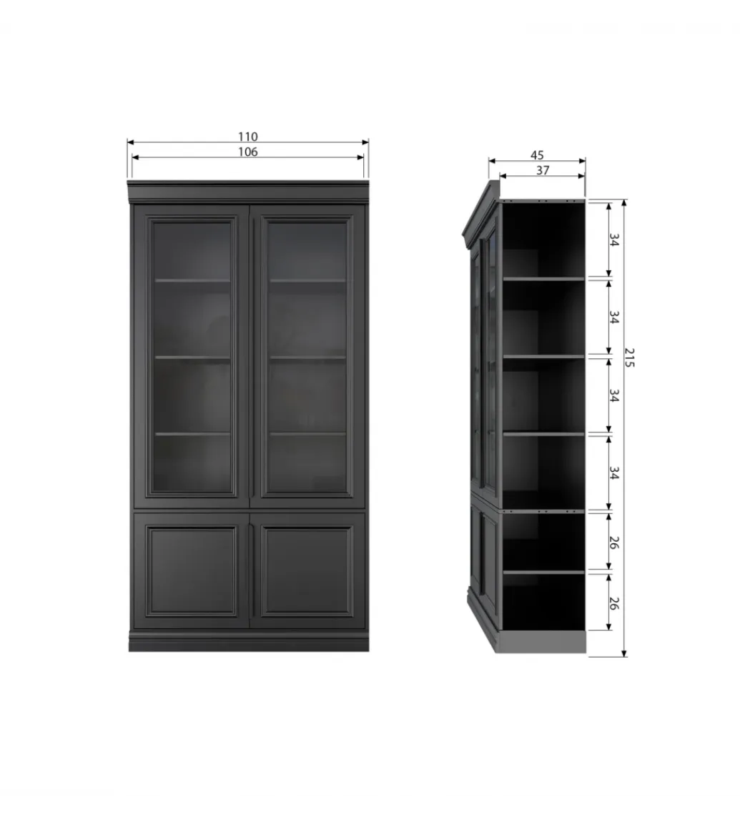 WOOOD Witryna ORGANIZE 215 cm drewno sosna czarny mat