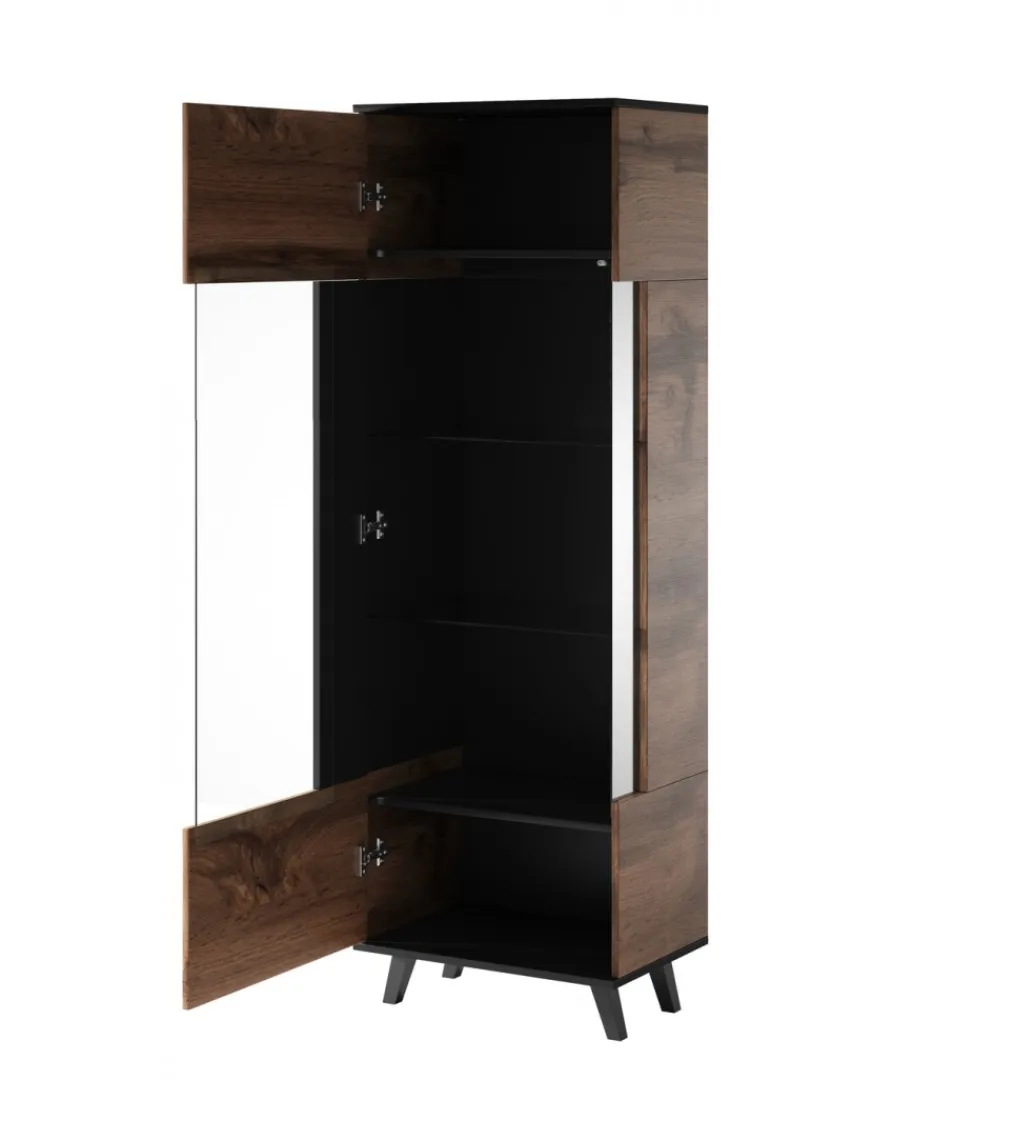 Halmar Witryna RANDOM 60 cm w kolorze dąb wotan z kolorem czarnym