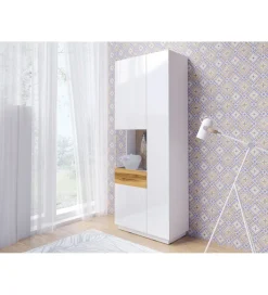 Helvetia Witryna SILKE 80 cm biała z dodatkiem koloru Dąb Wotan