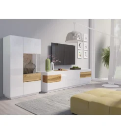 Helvetia Witryna SILKE 80 cm biała z dodatkiem koloru Dąb Wotan