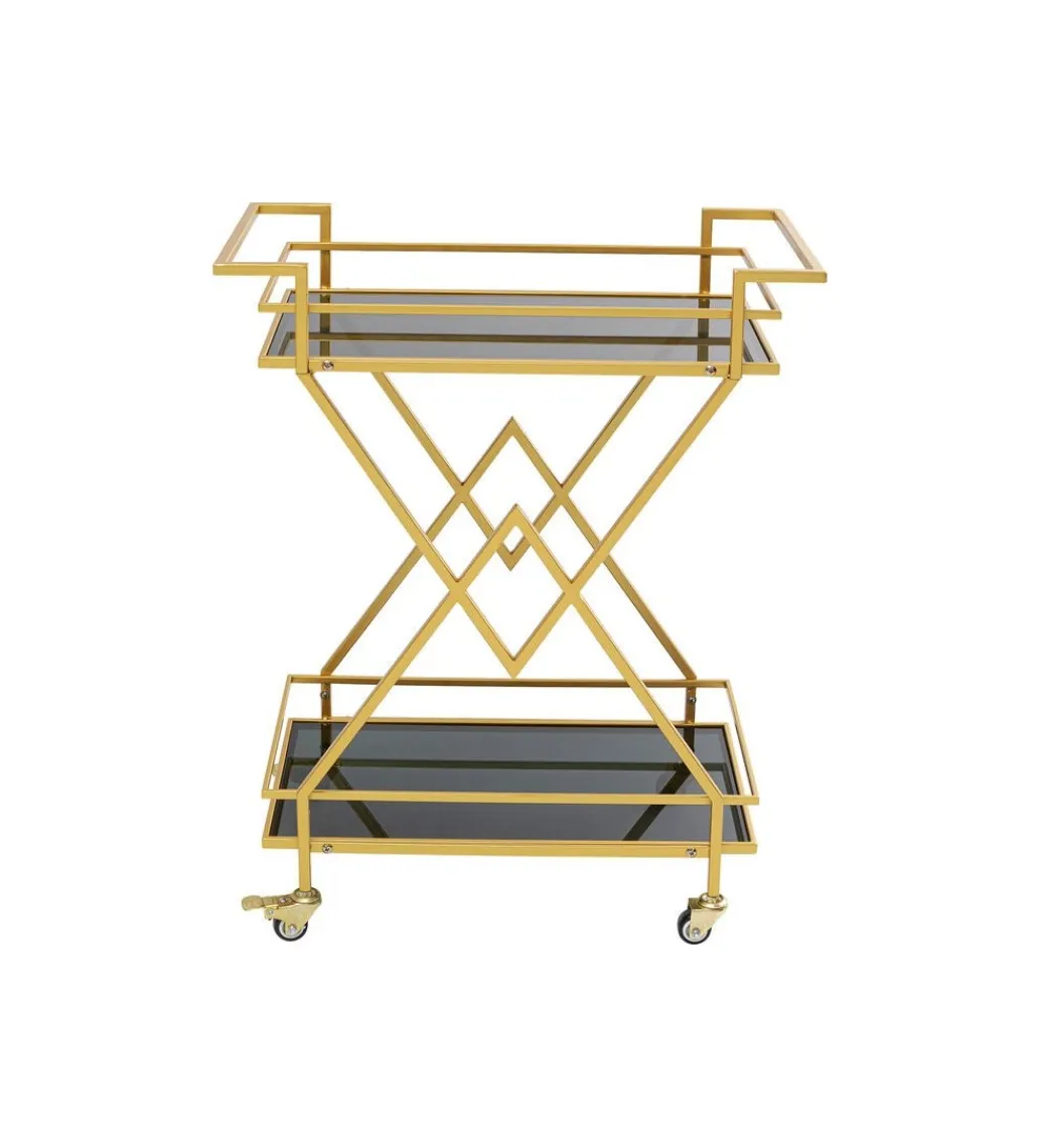 KARE Wózek do serwowania Trolley Piramids 65 cm złoty