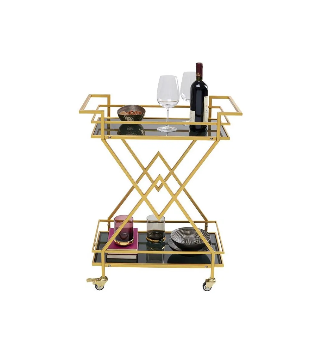 KARE Wózek do serwowania Trolley Piramids 65 cm złoty