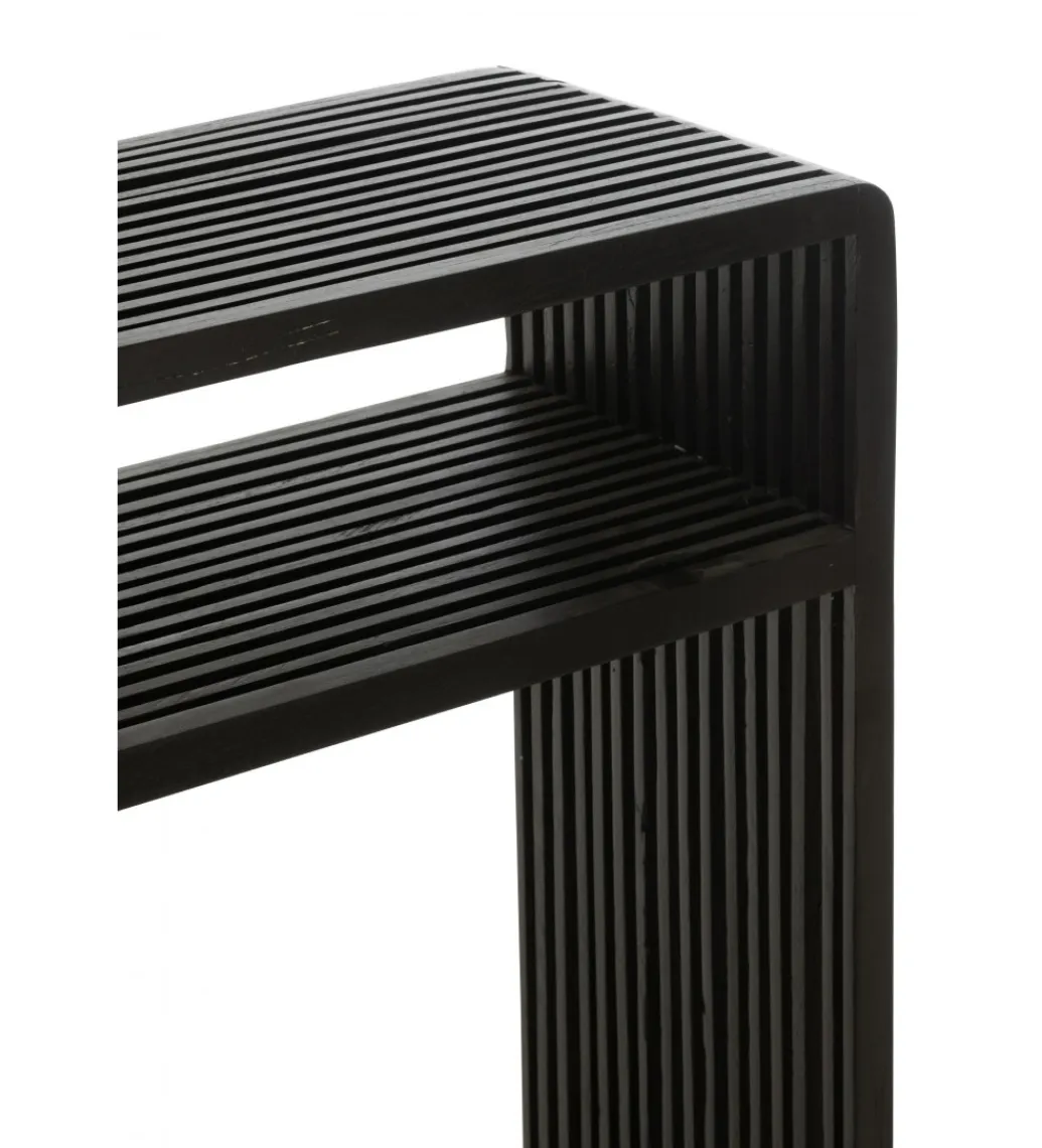 J-Line Zestaw 2 konsol SHELFY 130 i 118 cm drewno teak czarna