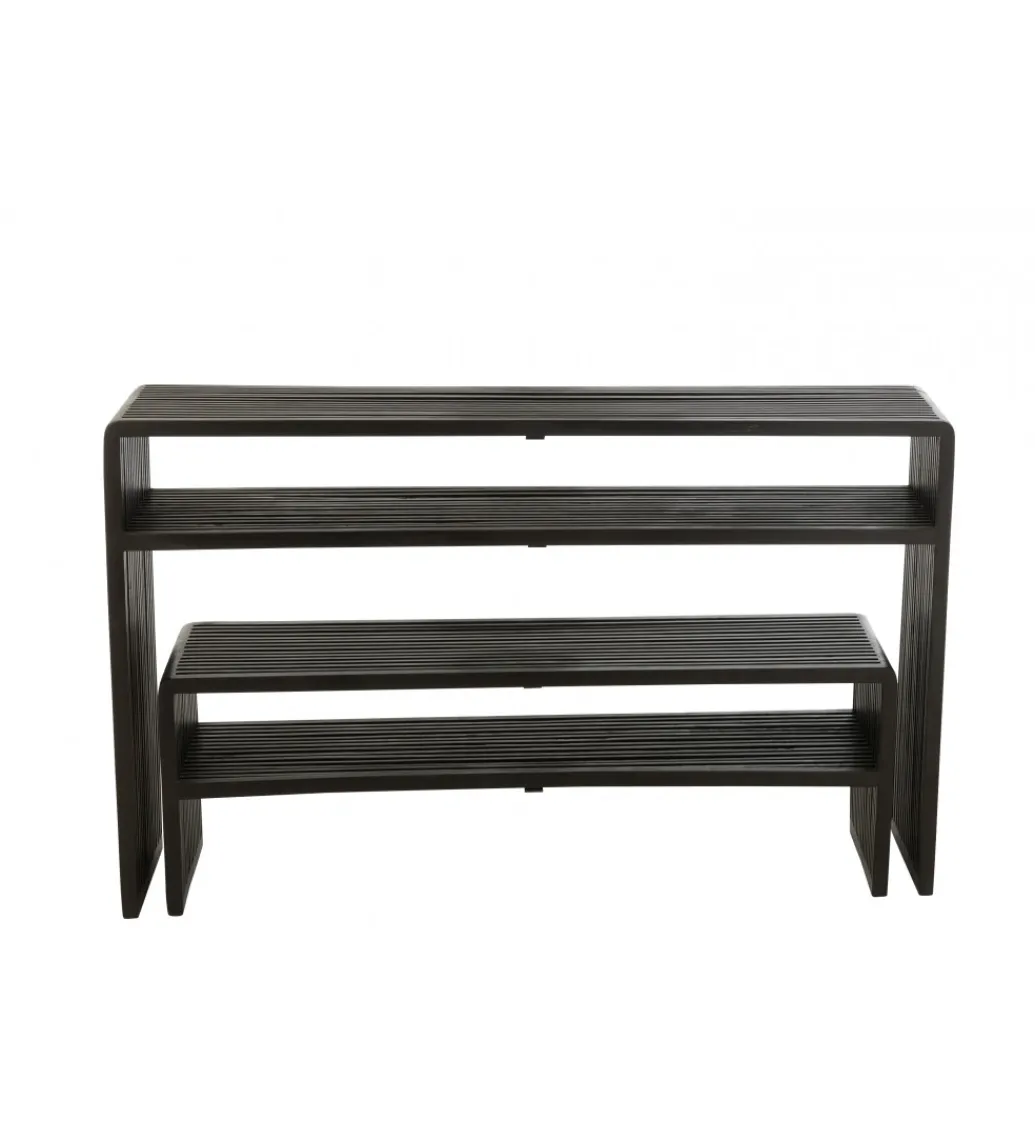 J-Line Zestaw 2 konsol SHELFY 130 i 118 cm drewno teak czarna