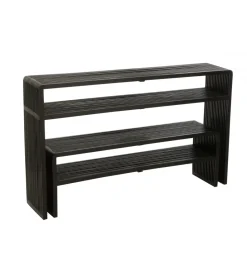 J-Line Zestaw 2 konsol SHELFY 130 i 118 cm drewno teak czarna