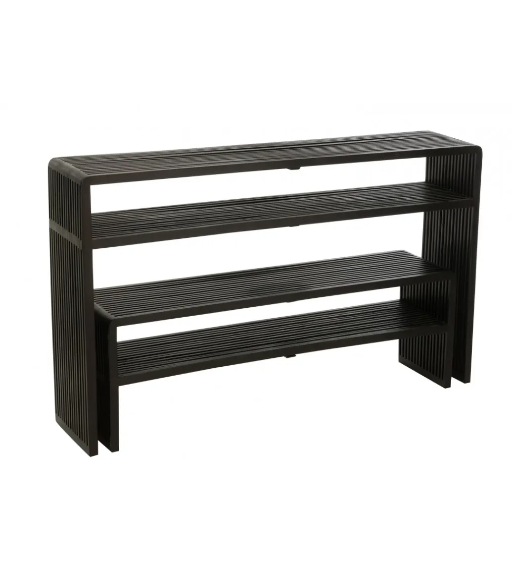 J-Line Zestaw 2 konsol SHELFY 130 i 118 cm drewno teak czarna