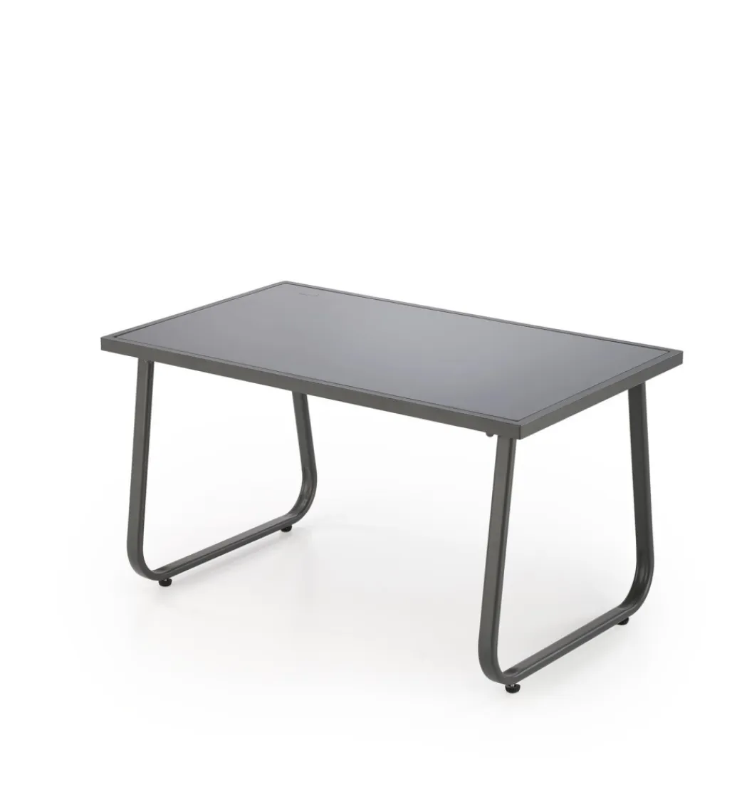Halmar Zestaw ogrodowy CONOR sofa 114 cm dwa fotele 76 cm stolik 75 cm czarno szary