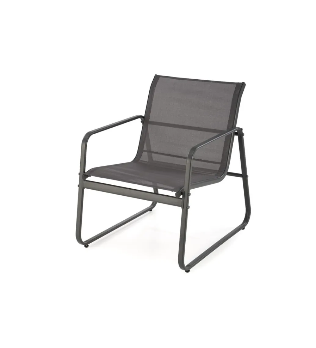 Halmar Zestaw ogrodowy CONOR sofa 114 cm dwa fotele 76 cm stolik 75 cm czarno szary
