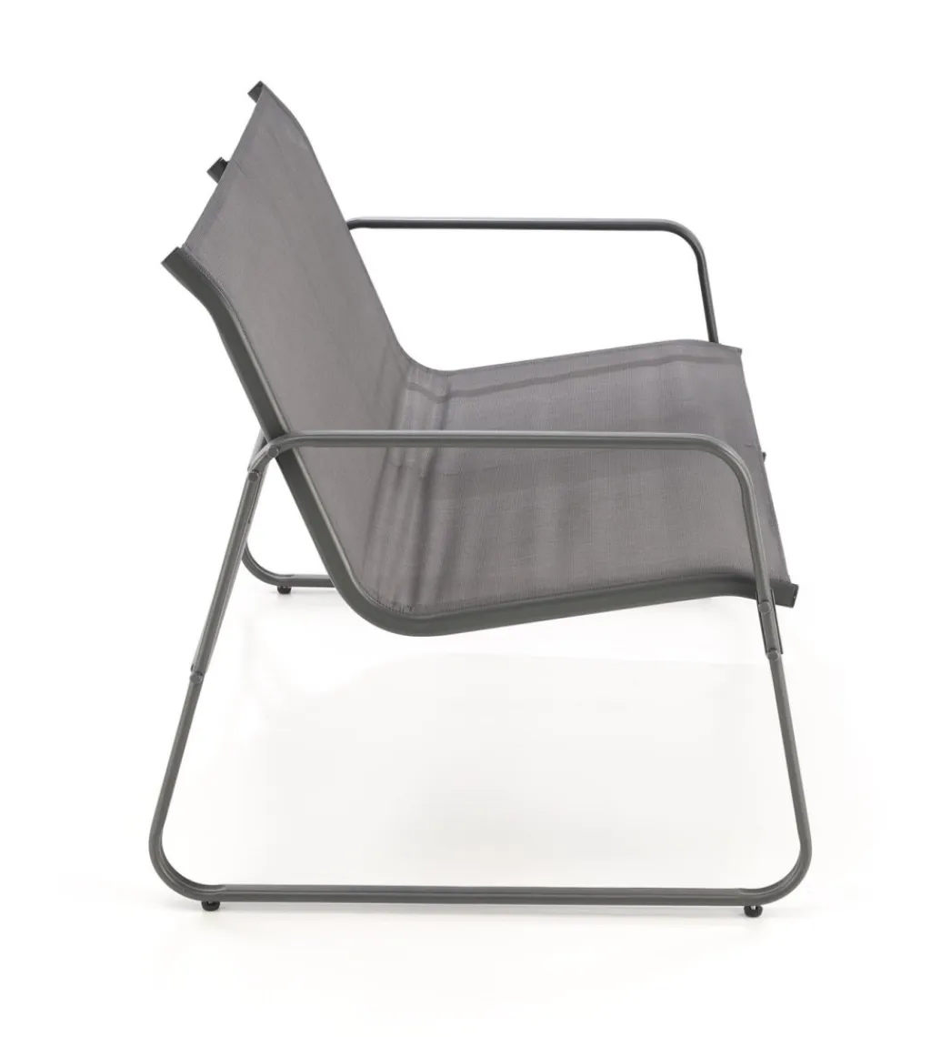 Halmar Zestaw ogrodowy CONOR sofa 114 cm dwa fotele 76 cm stolik 75 cm czarno szary