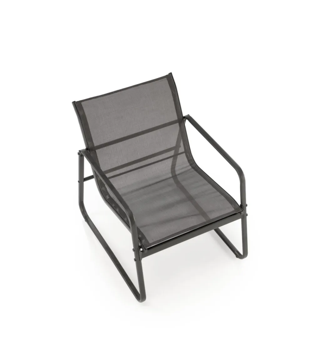 Halmar Zestaw ogrodowy CONOR sofa 114 cm dwa fotele 76 cm stolik 75 cm czarno szary