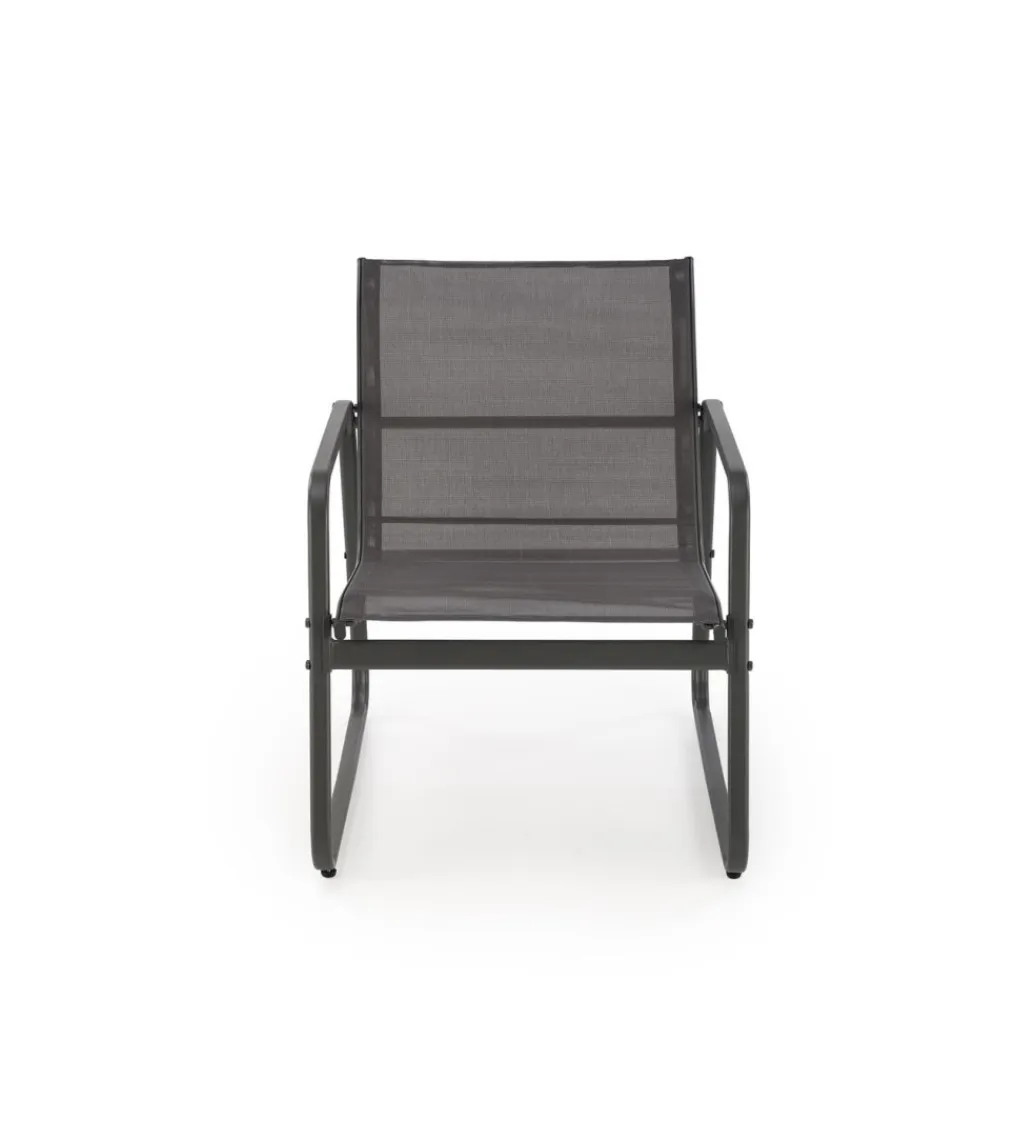 Halmar Zestaw ogrodowy CONOR sofa 114 cm dwa fotele 76 cm stolik 75 cm czarno szary